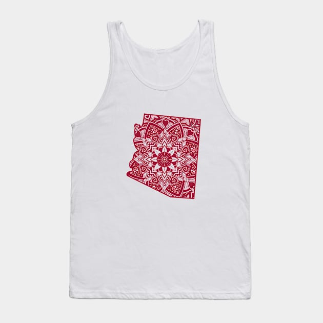 Red Arkansas State Gift Mandala Yoga AR Art Tank Top by Get Hopped Apparel